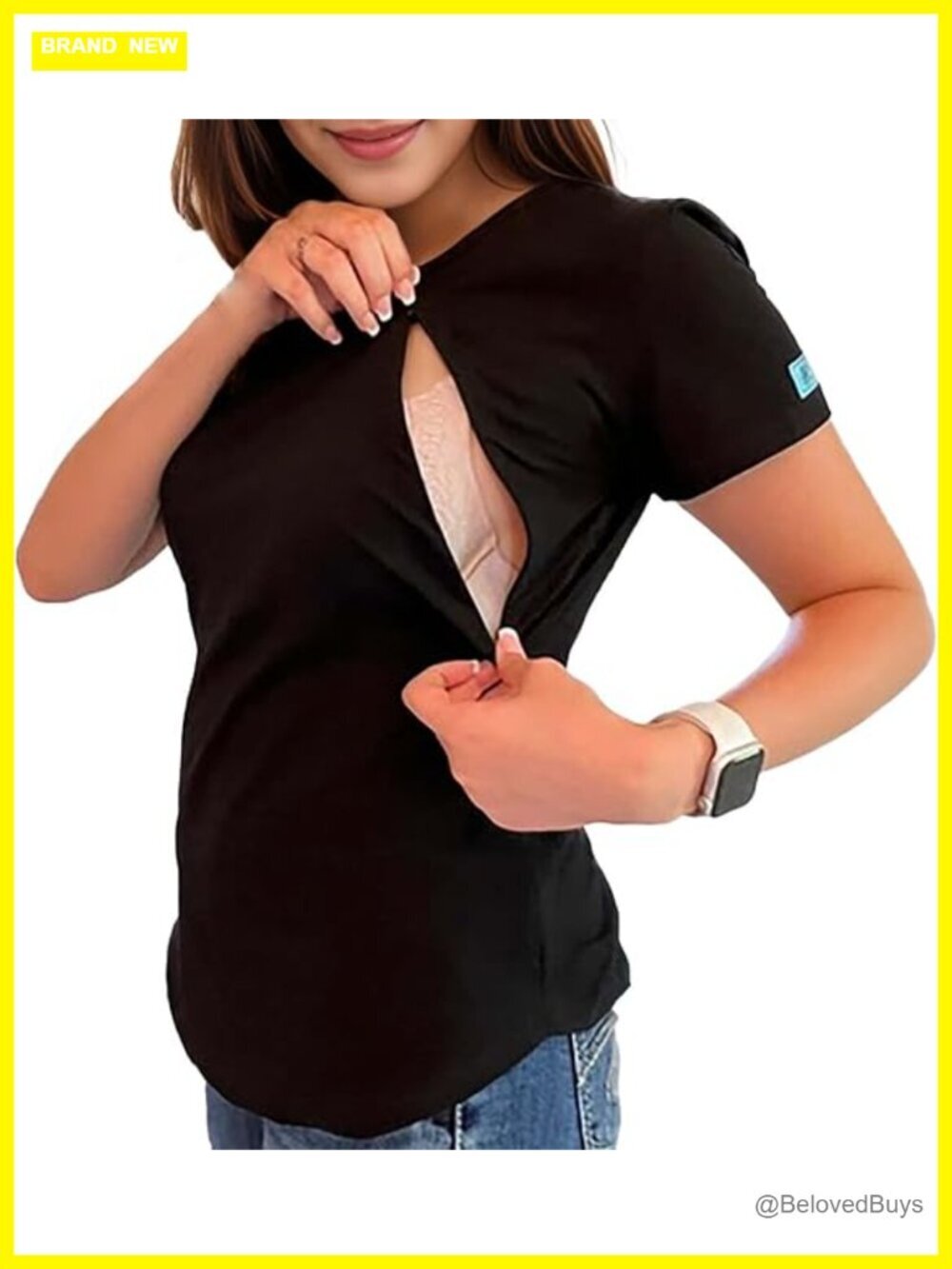Cotton Nursing Top with Hidden Zippers for Breastfeeding T-Shirt